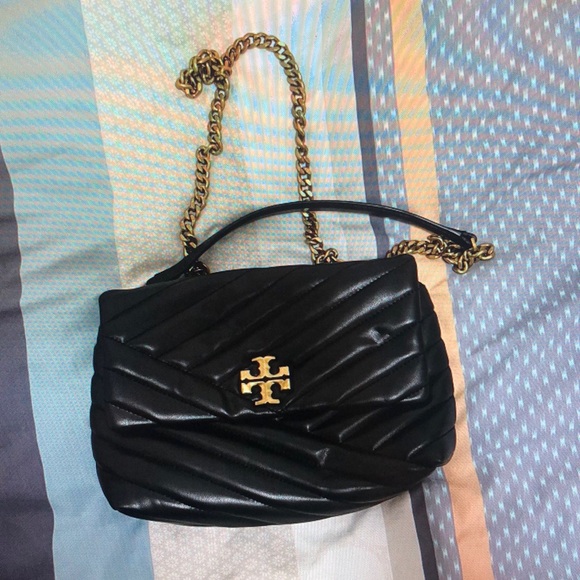 Tory Burch Kira chevron Convertible Black Shoulder Bag